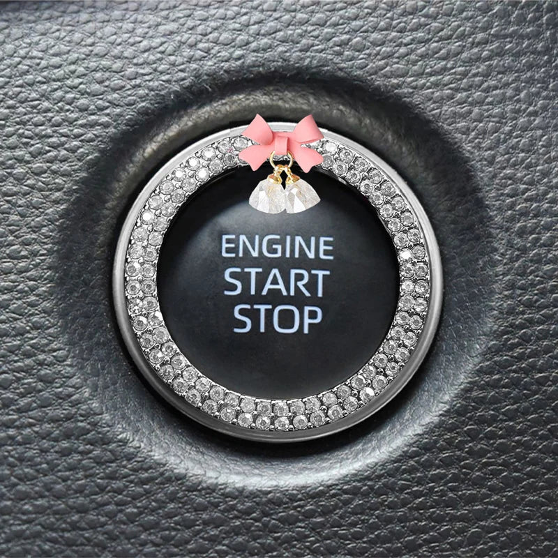 Rhinestone Bow Car Start Button Cover