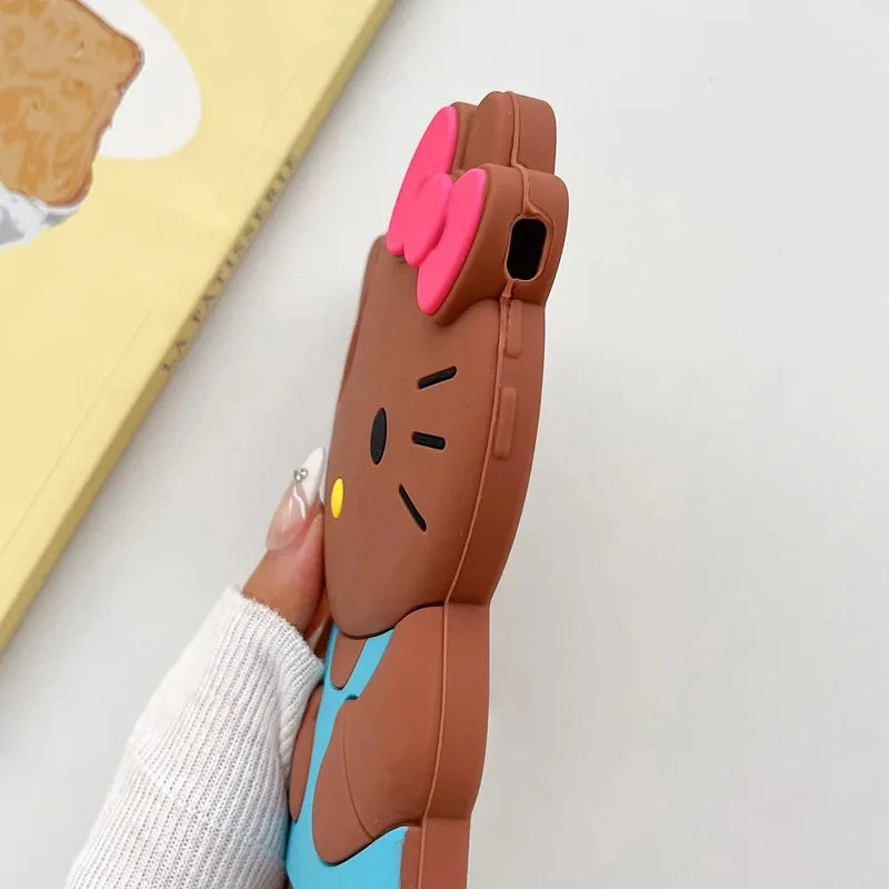 Sanrio Hello Kitty 3D Cartoon Bow Phone Case For iPhone 17 16 15 14 13 12 Pro Max 11 Anti Fall So Cute Y2K Soft Silicone Cover
