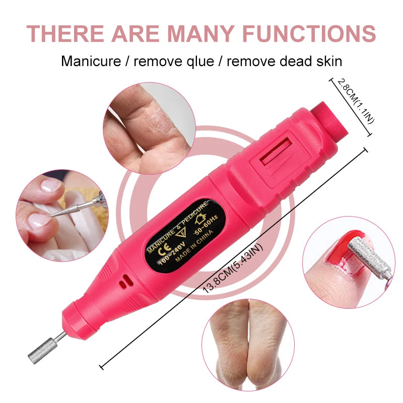 Nail Gel Polish Kit with Nail Drill and UV Light for Beginner Whole Nails Set Professional Manicure Salon & Home Art Tools Kit