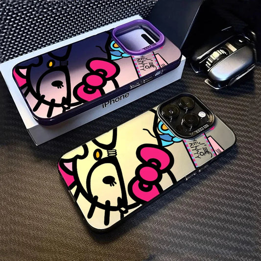 Sanrio Cartoon Hello Kitty Phone Case for iPhone 17 Pro 16 15 14 ProMax XR X XS 7 8 13 14 Pro Max 15 Plus Matte IMD Laser Cover