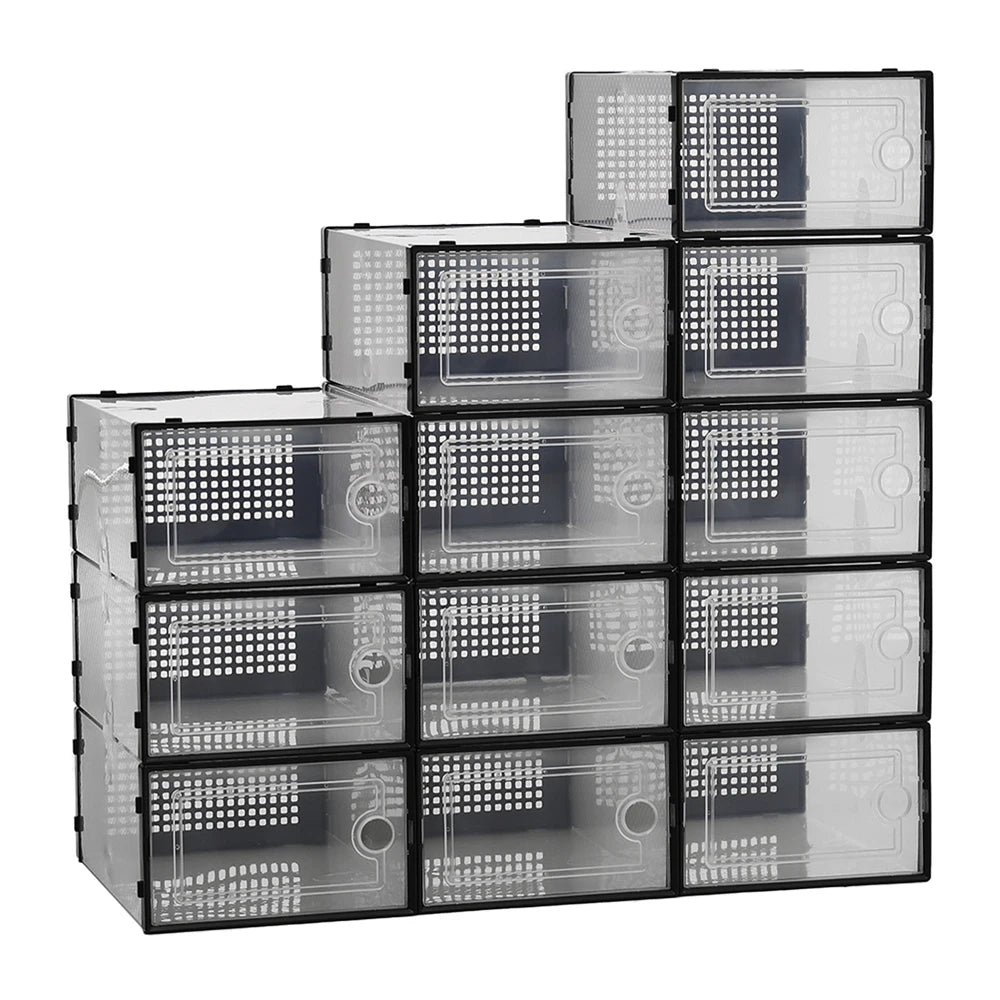 12-Tier Stackable Clear Shoe Storage Rack