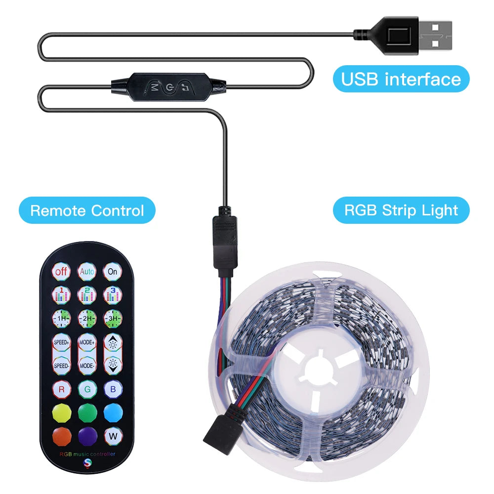 USB RGB LED Strip Light with Remote Control