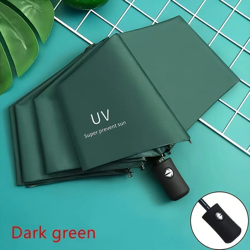 8-Rib Automatic High Quality Umbrella - One-Touch Open/Close, Compact Foldable Design for Men & Women, Navy & Black, Business &