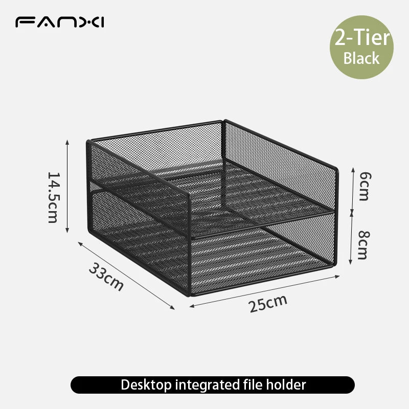 3-Tier Mesh Desk File Organizer