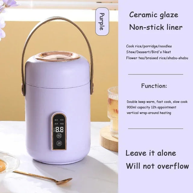 Smart Electric Stew Pot Portable Soup Insulation Bucket Rice Noodles Porridge Stew Skillet Cup Heater Boiler Lunch Box Office