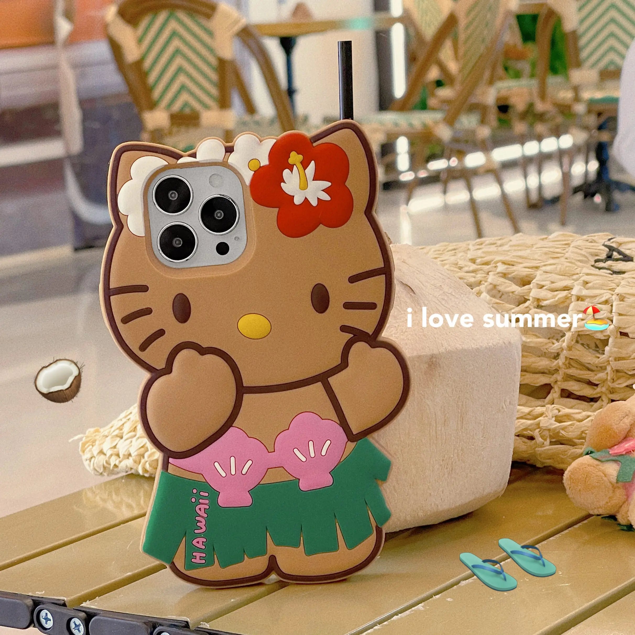 Kawaii Hello Kitty Hawaiian Silicone iPhone Case