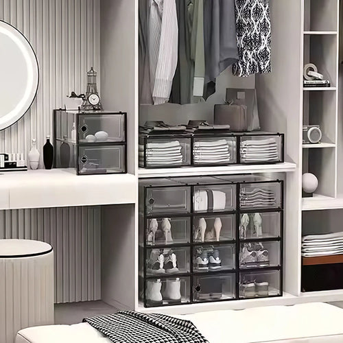 12-Tier Stackable Clear Shoe Storage Rack