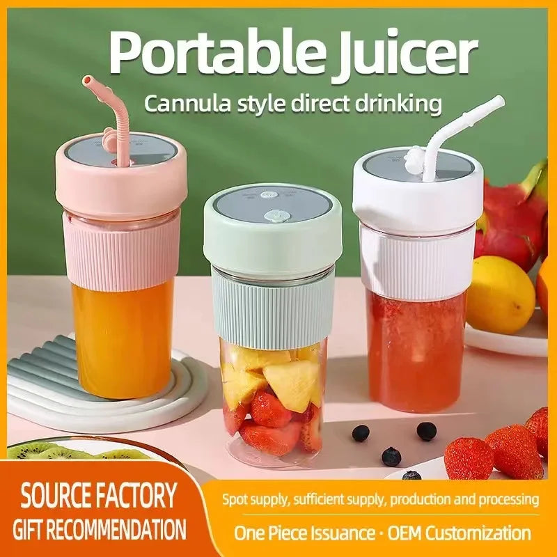 Portable Juicer Usb Rechargeable Wireless Mini Smoothie Blender Mixer Fruit Juice Maker Electric Juicer Machine Glass Cup