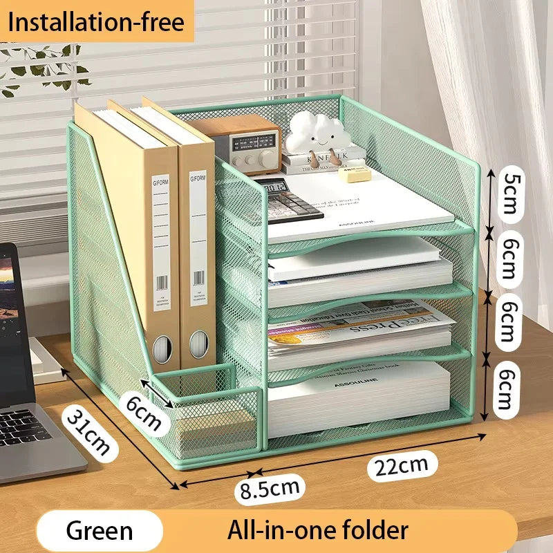 3-Tier Mesh Desk File Organizer