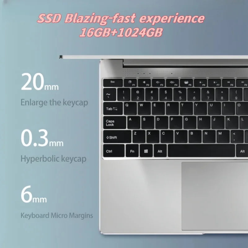 Ultra Slim 14.1" Laptop – 16GB RAM, 2TB SSD, Windows 11