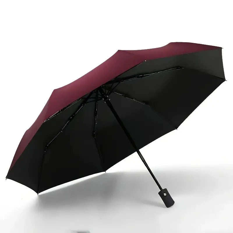8-Rib Automatic High Quality Umbrella - One-Touch Open/Close, Compact Foldable Design for Men & Women, Navy & Black, Business &