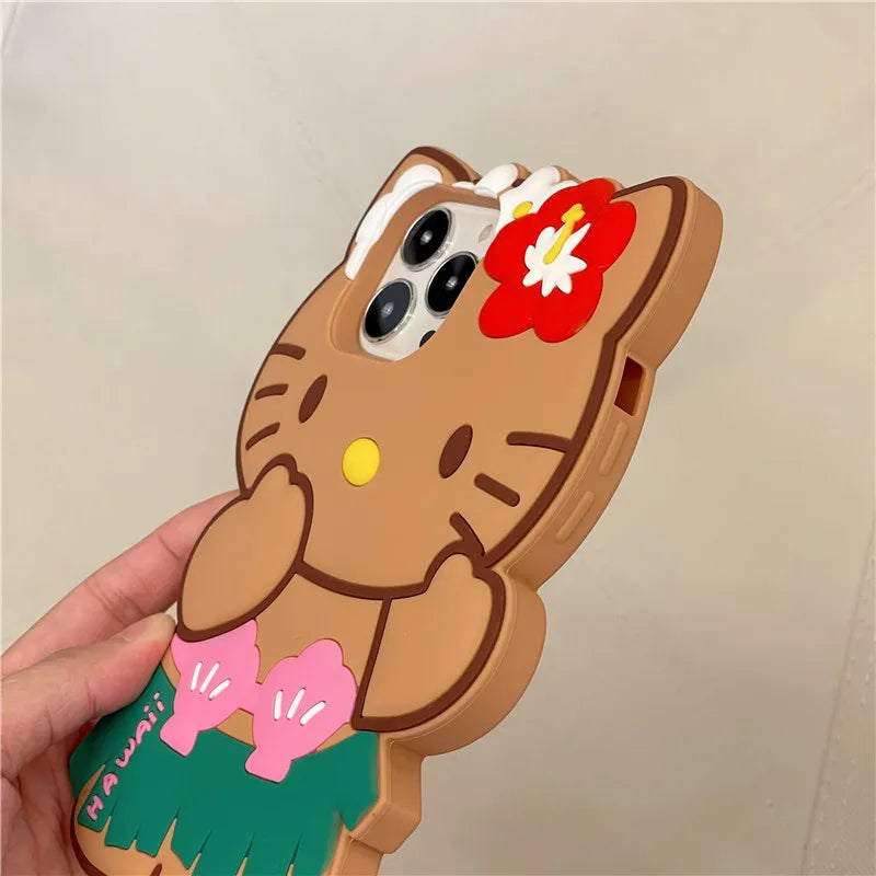 Kawaii Hello Kitty Hawaiian Silicone iPhone Case
