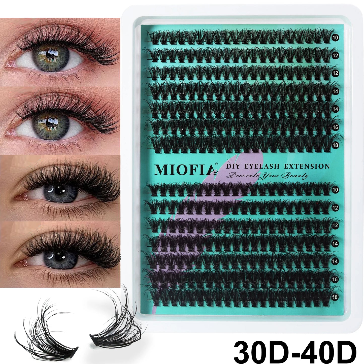 MIOFIA Wispy Thick Lashes Cluster 50D 80D 100D 150D Natural Fluffy False Eyelash Extension Cat Eye Lashes Mixed Tray Makeup
