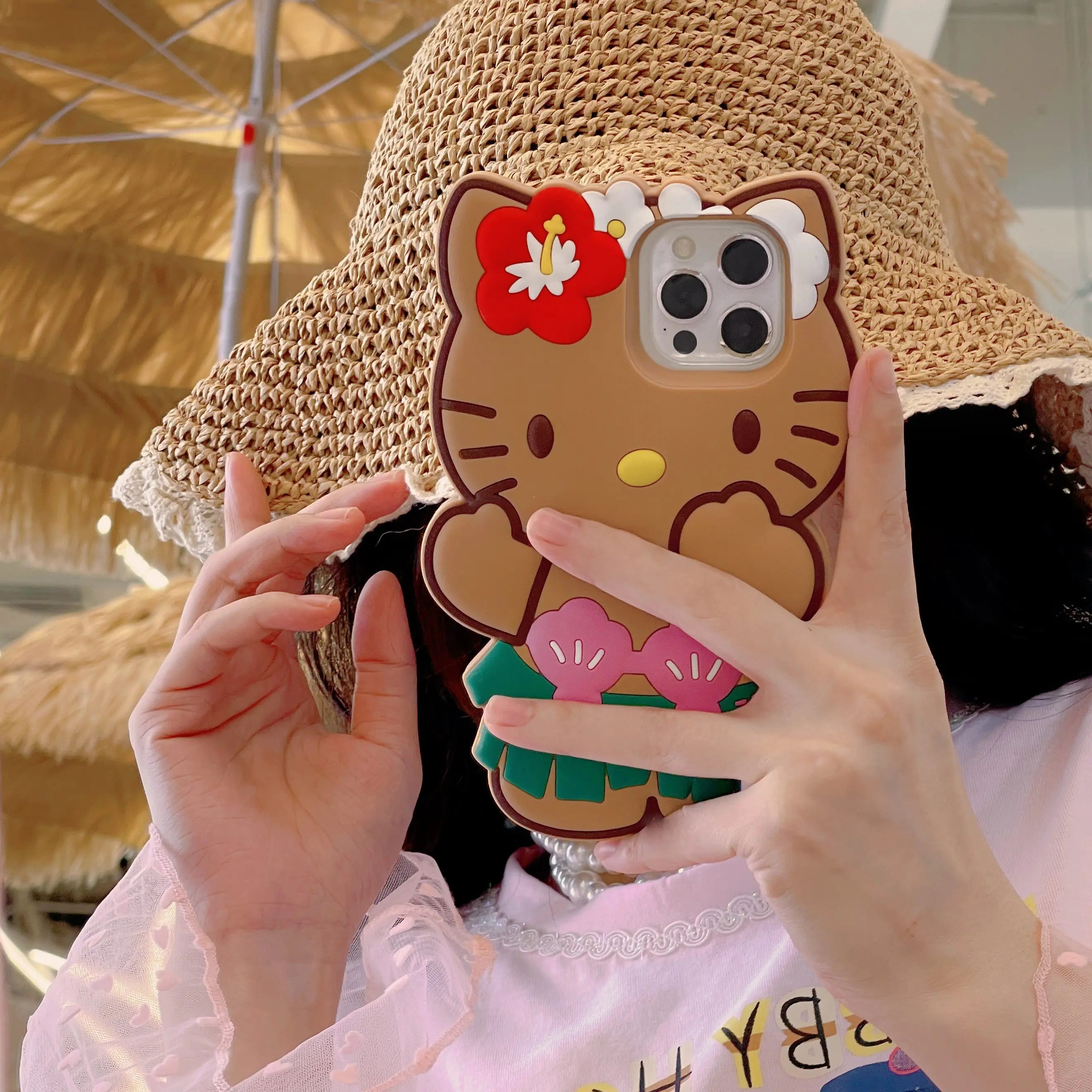 Kawaii Hello Kitty Hawaiian Silicone iPhone Case