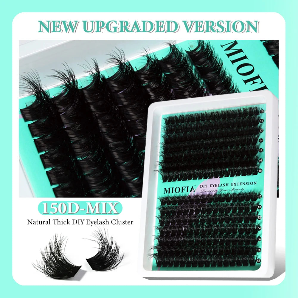 MIOFIA Wispy Thick Lashes Cluster 50D 80D 100D 150D Natural Fluffy False Eyelash Extension Cat Eye Lashes Mixed Tray Makeup
