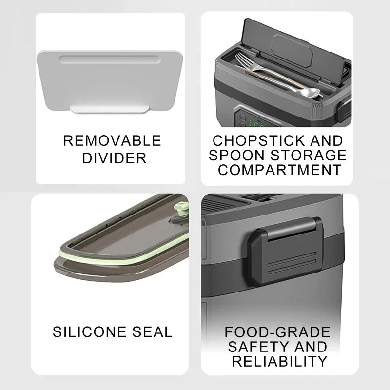Portable Electric Lunch Box with 1600ML Capacity Rechargeable 6Speed Constant Temperature Outdoor Lunch Box with 304 Inner Liner