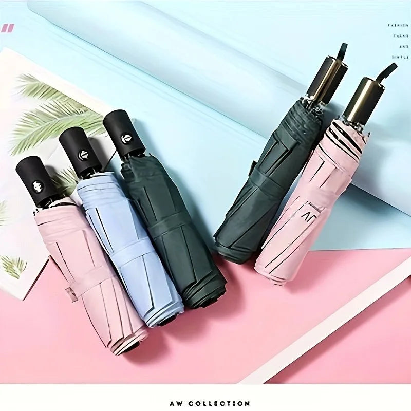 8-Rib Automatic High Quality Umbrella - One-Touch Open/Close, Compact Foldable Design for Men & Women, Navy & Black, Business &