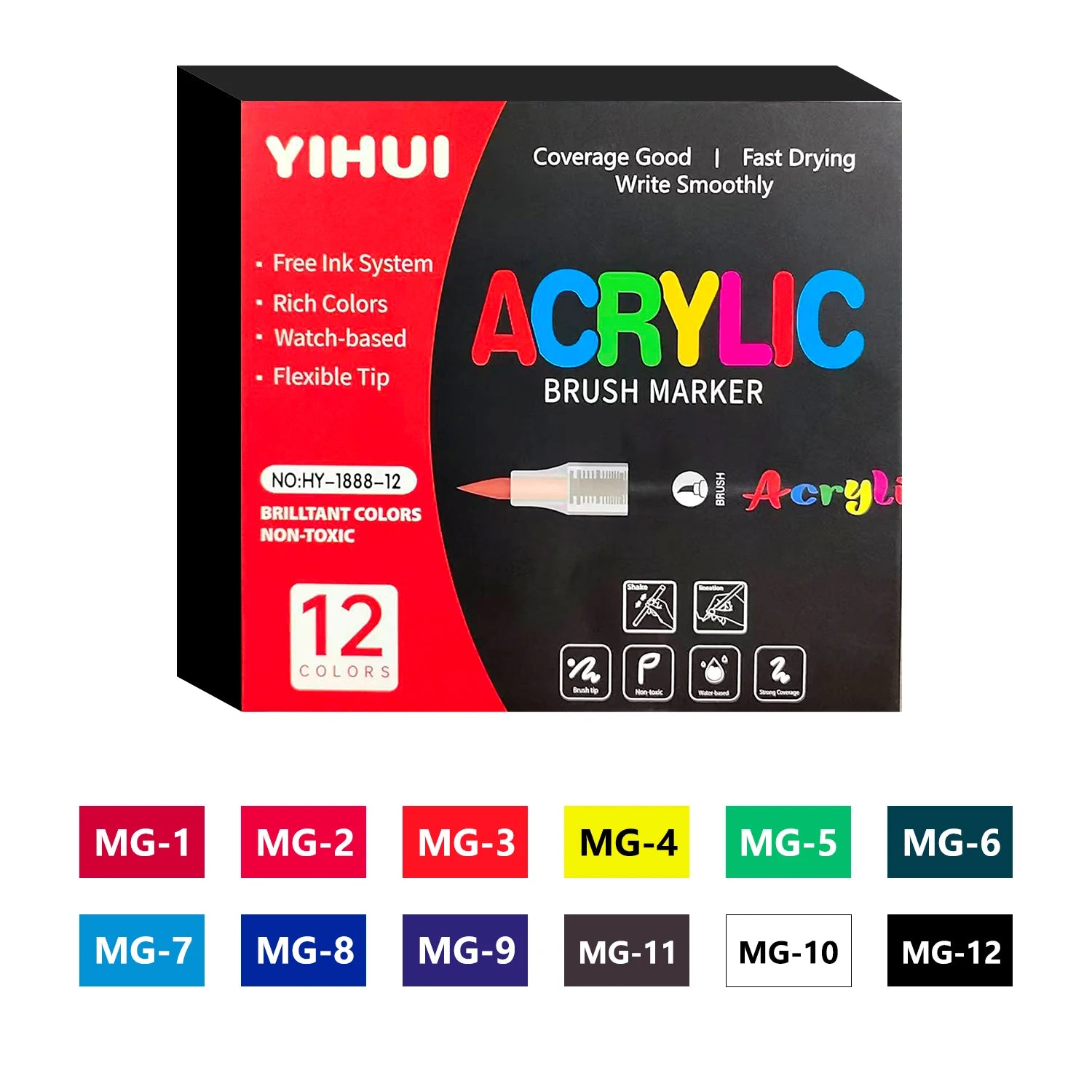Acrylic Paint Pens – Brush Tip, 12-60 Colors, DIY Crafts