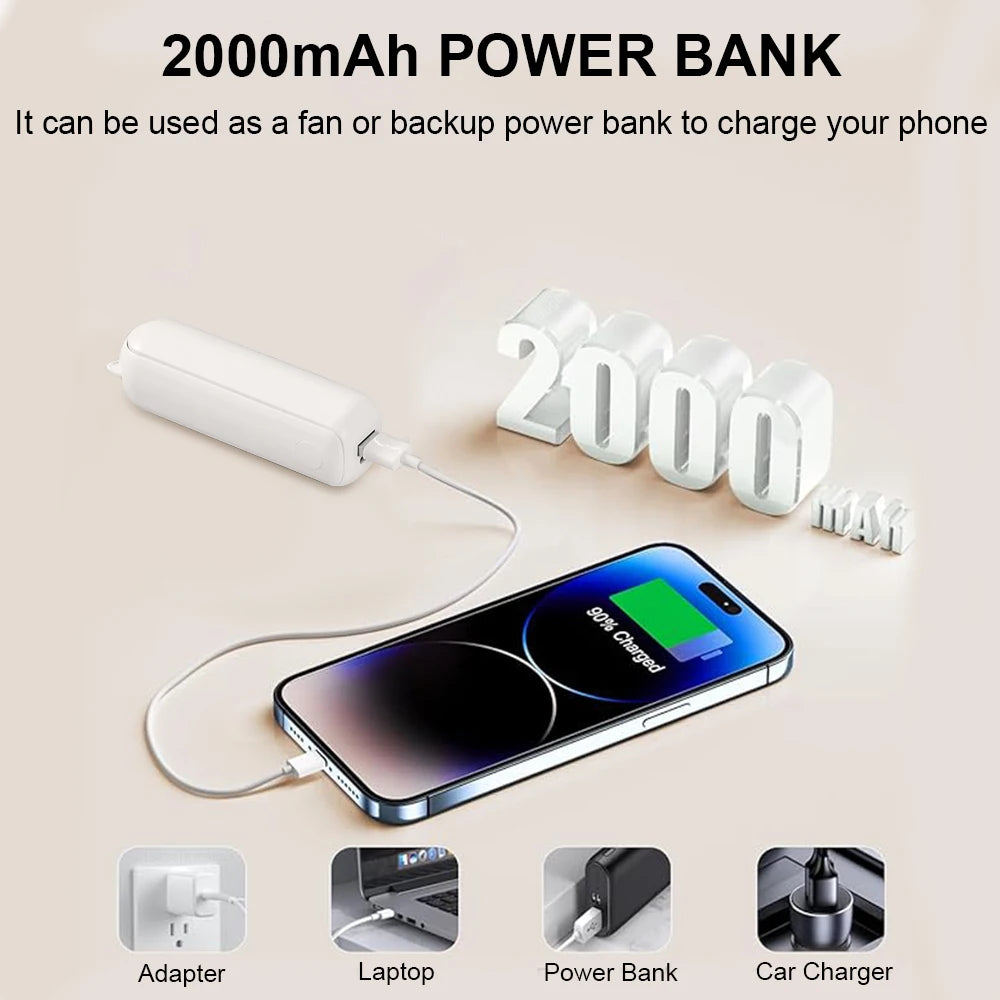 Portable Folding Mini Handheld Fan with Power Bank