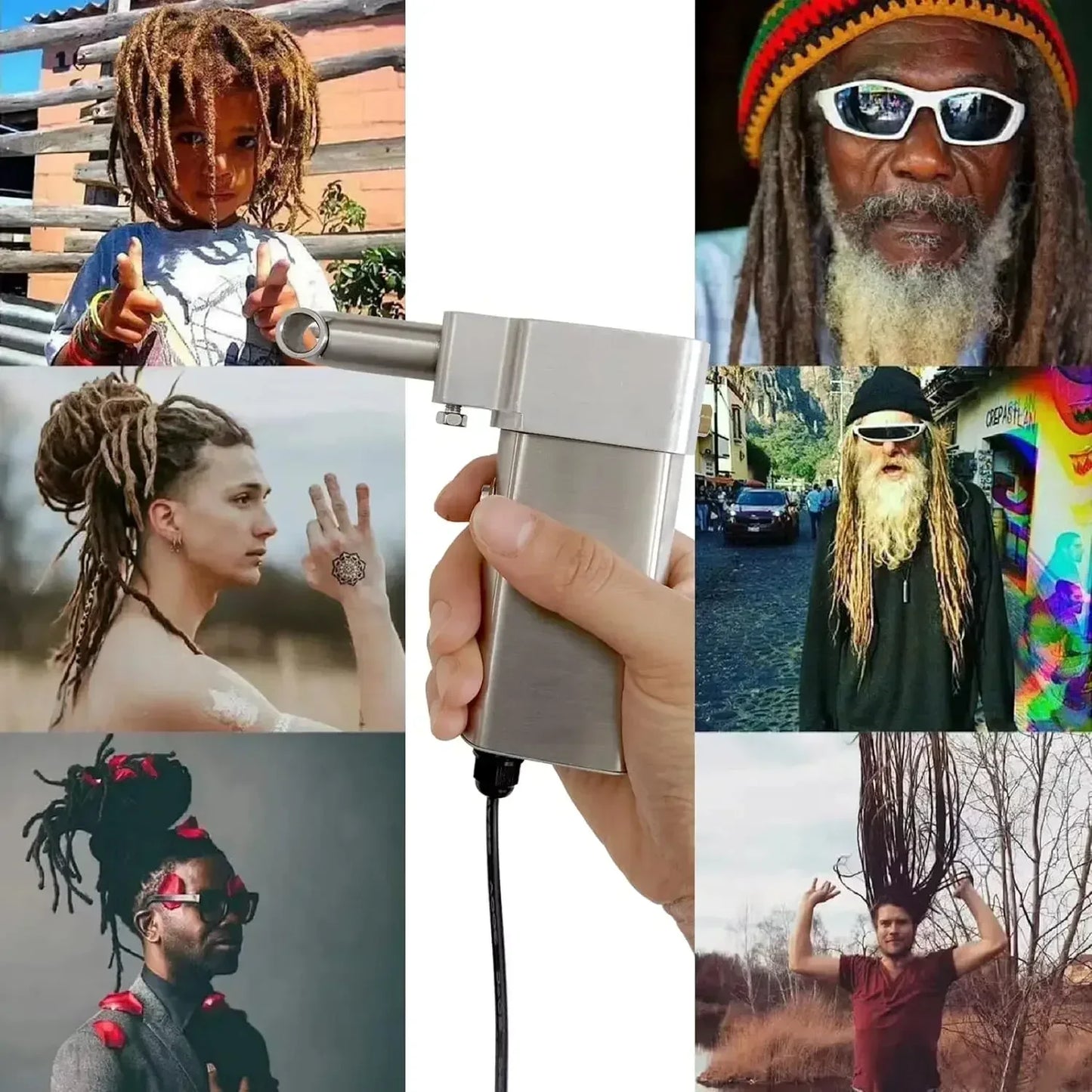 Dreadlocks Machine with 6 Replacement Head,Dreadlock Maker Machine,Electric Dreadlock Maker for Loc,Can Be Directly Work on Head