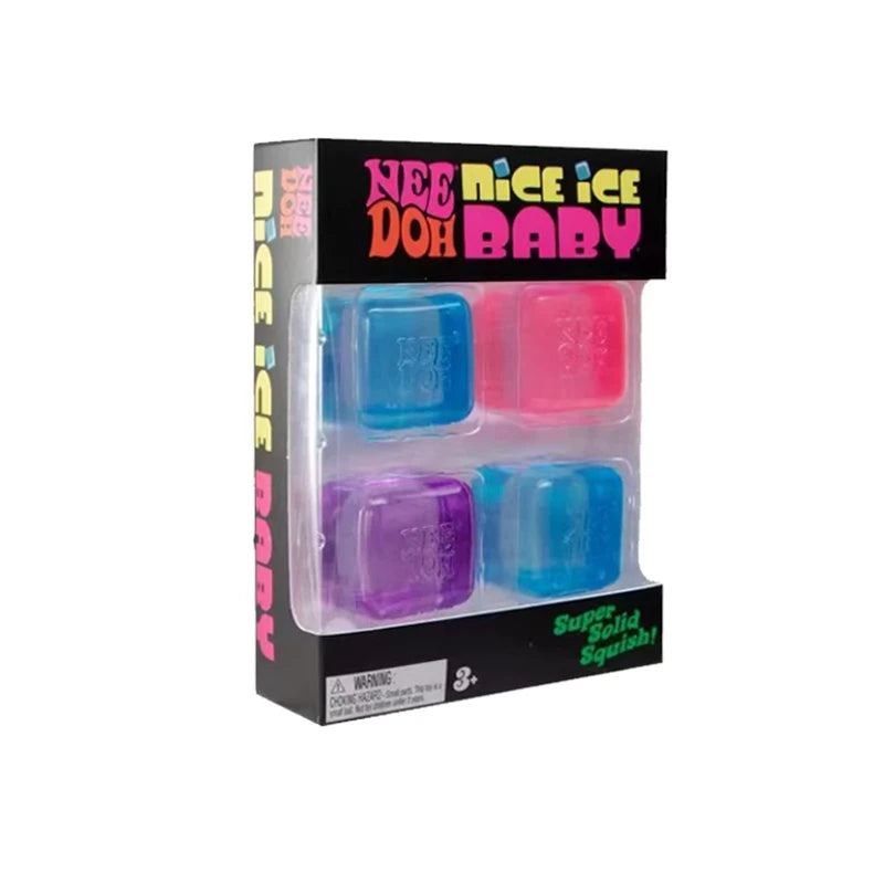 Needoh Mini Ice Cube Squishy Stress Balls – 4 Pack
