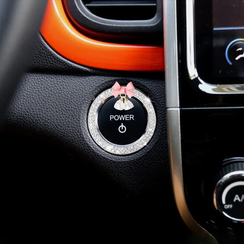 Rhinestone Bow Car Start Button Cover