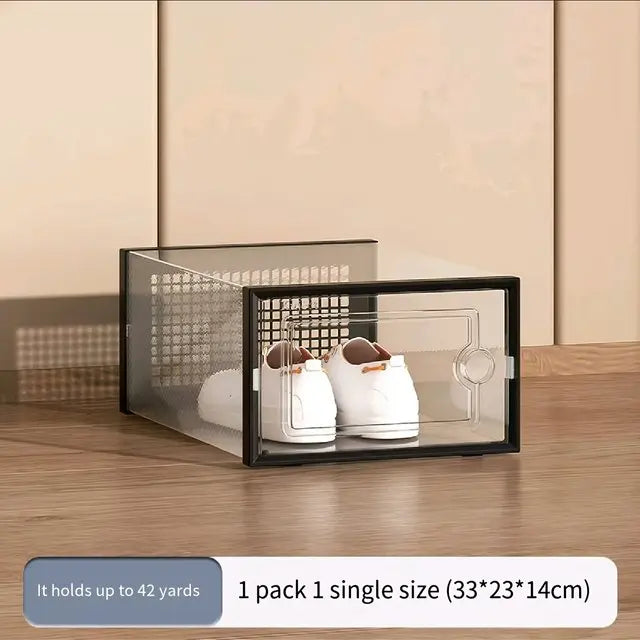 6/12pcs Transparent Shoe Boxes Stackable Shoe Cases Storage Plastic Shoes Box Dustproof Sneaker Boxes Shoes Furniture Organiz