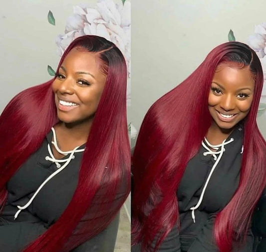 T99J Burgundy Straight Glueless Wig Human Hair 5x5 Hd Lace Closure Wigs Ready To Wear And Go PrePlucked For Women Pre cut