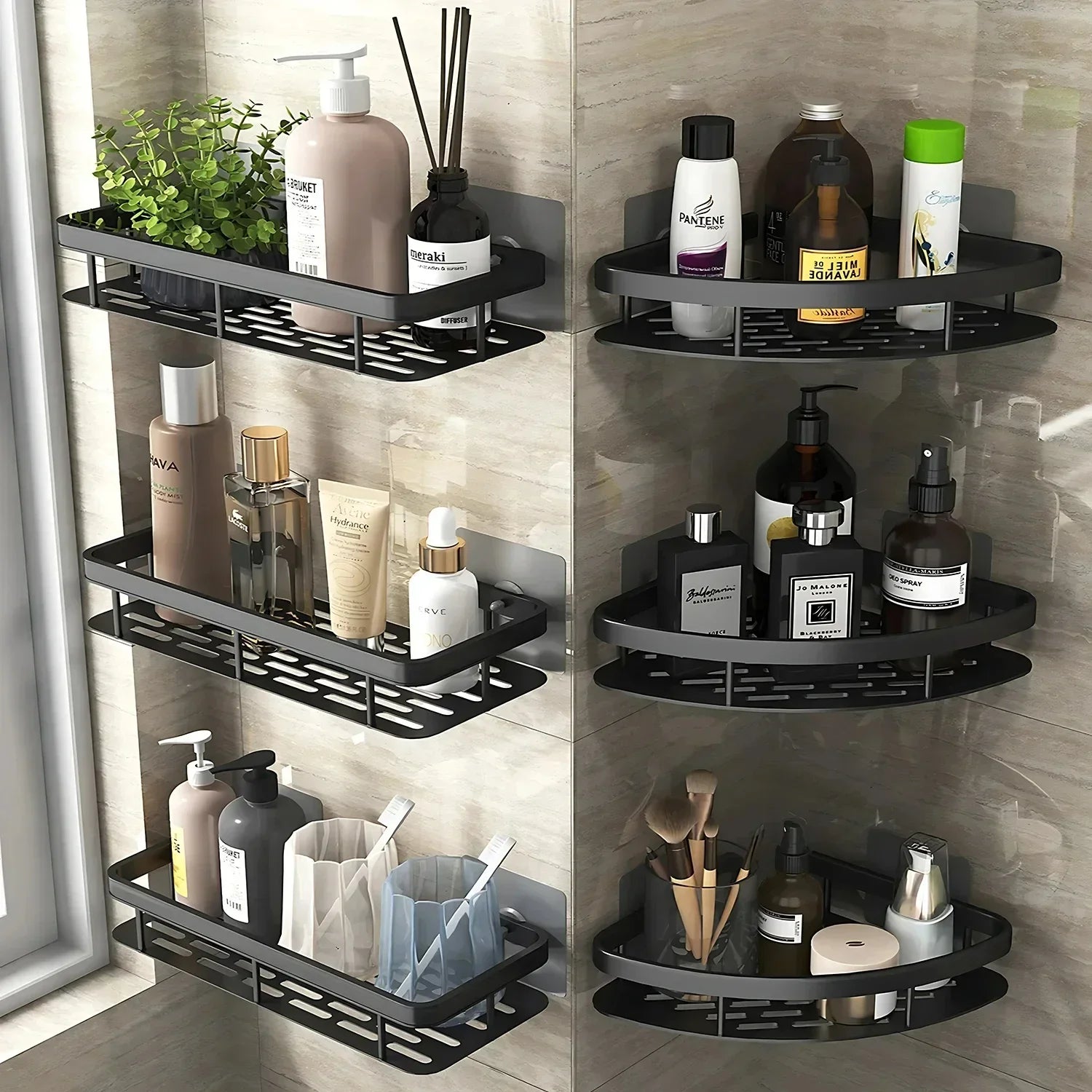 Aluminum No-Drill Shower Shelf