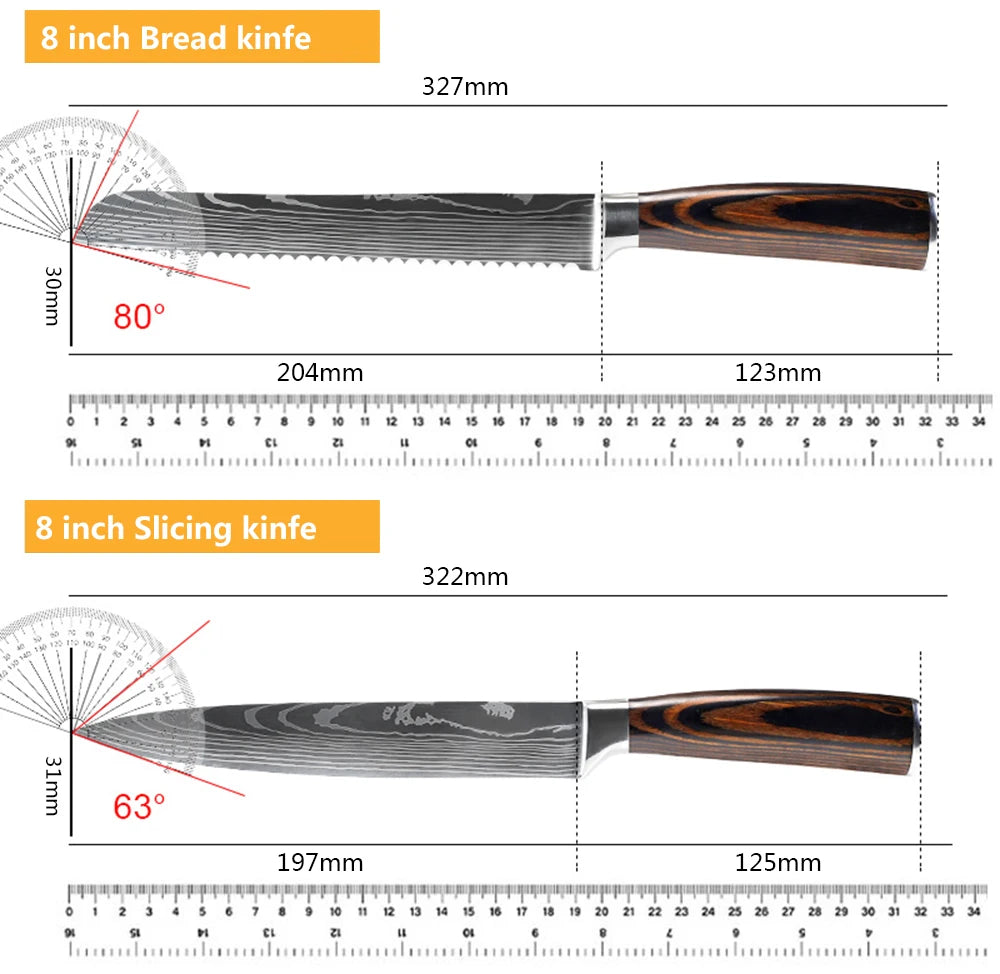 Professiona Japanese Chef Knife Kitchen Knives Santoku Slicing Utility Bread Meat Cleaver Butcher Stainless Steel Cooking Knife