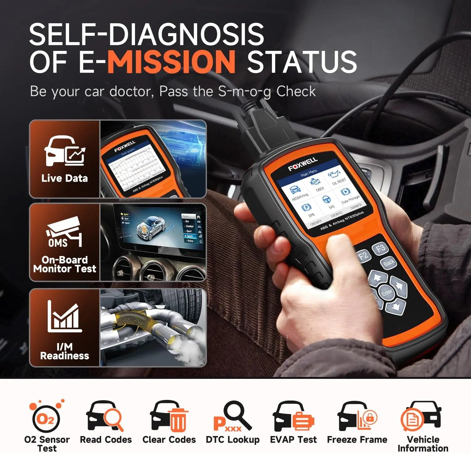 FOXWELL NT630 Plus OBD2 Scanner – ABS, SRS & EPB