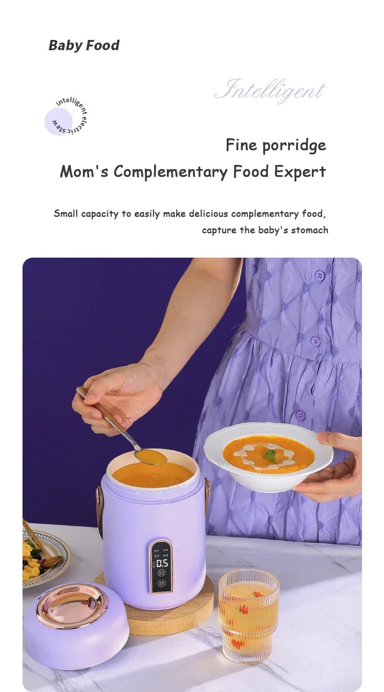 Smart Electric Stew Pot Portable Soup Insulation Bucket Rice Noodles Porridge Stew Skillet Cup Heater Boiler Lunch Box Office