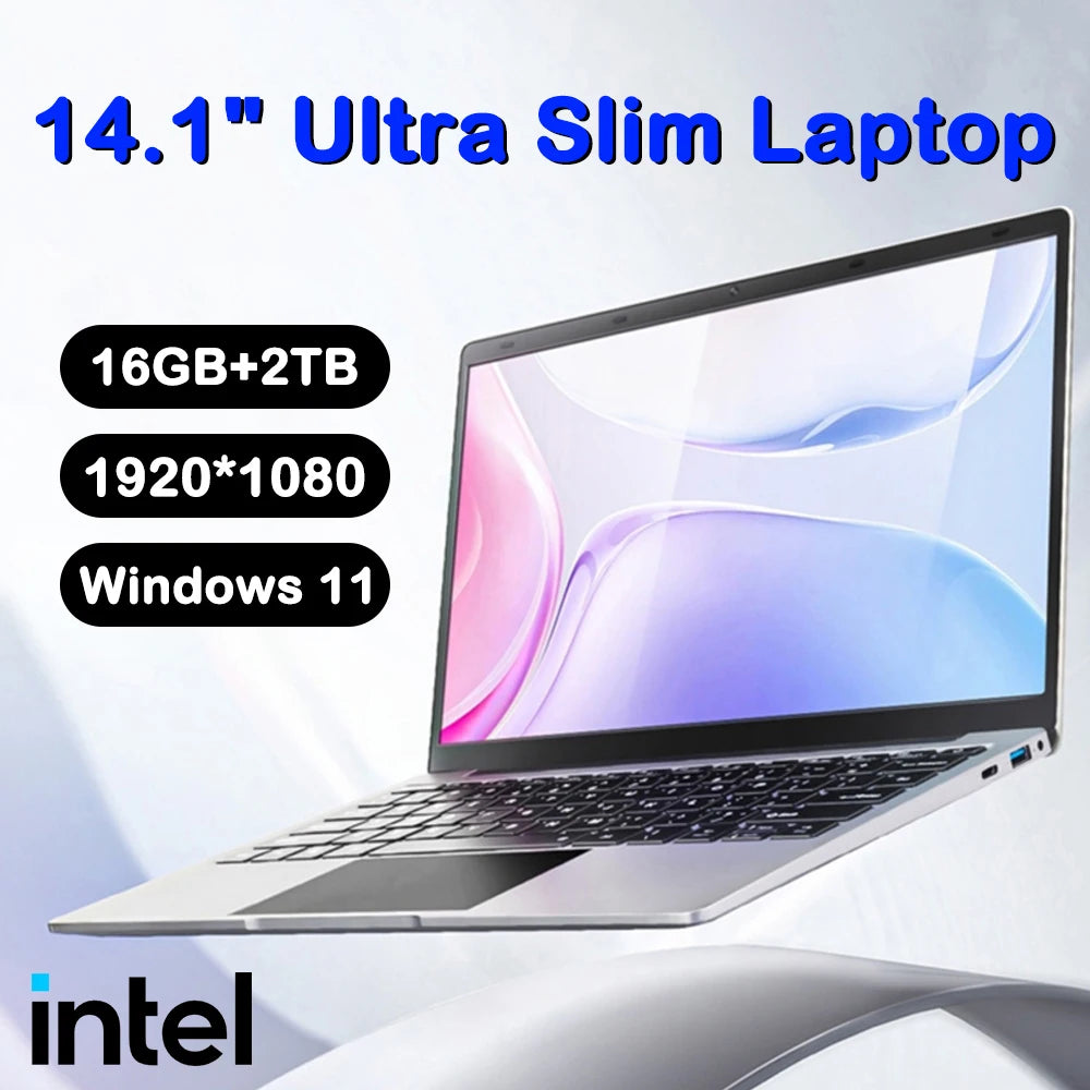 Ultra Slim 14.1" Laptop – 16GB RAM, 2TB SSD, Windows 11