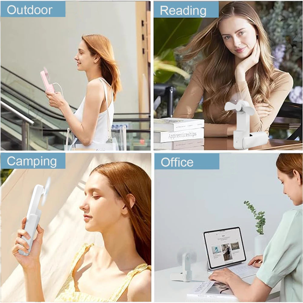 Portable Folding Mini Handheld Fan with Power Bank