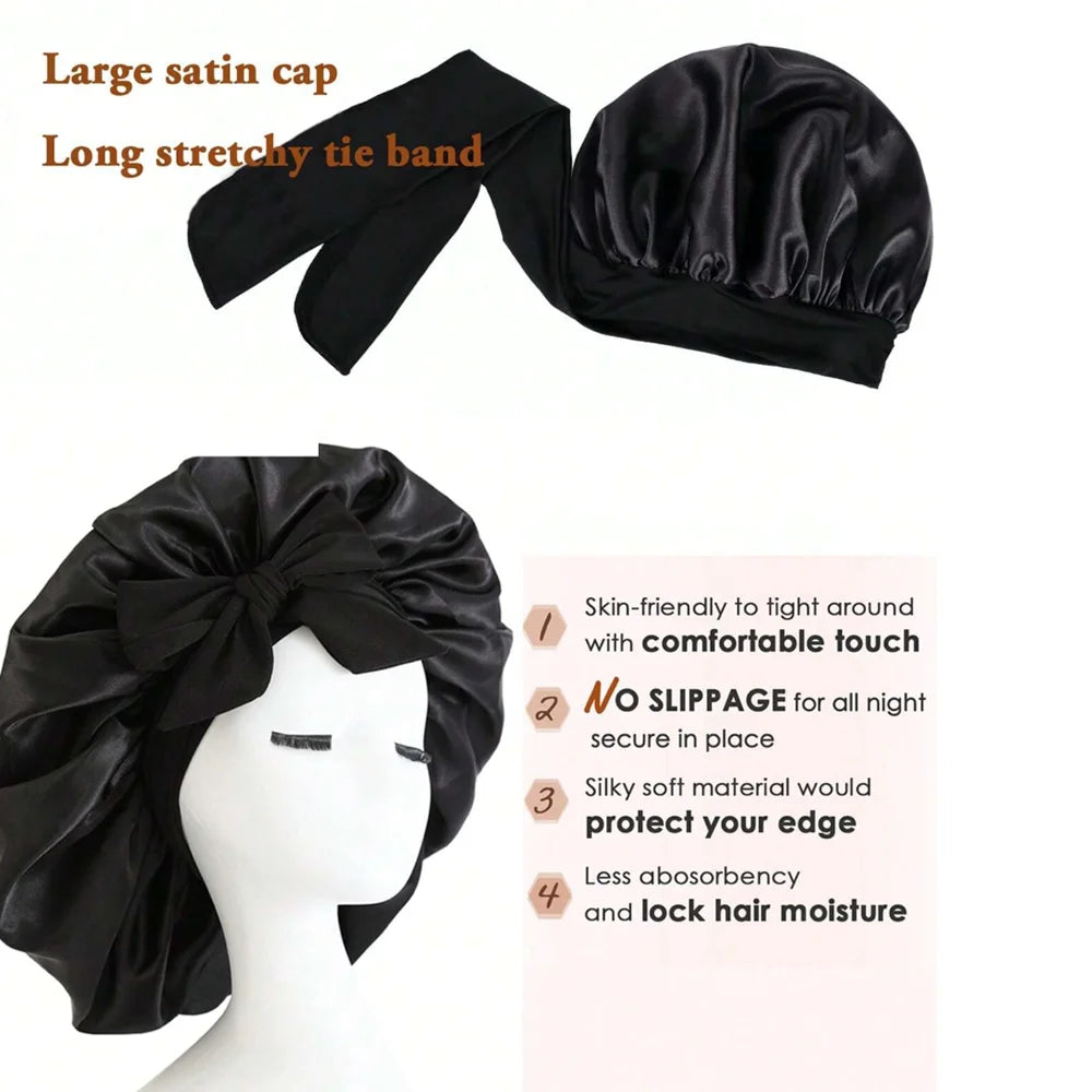 Adjustable Satin Silk Sleep Bonnet