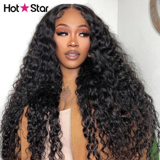 13x6 HD Lace Frontal Wig Transparent Water Wave Human Hair Lace Front Wigs For Women 40 Inch Deep Wave Frontal Curly Wigs
