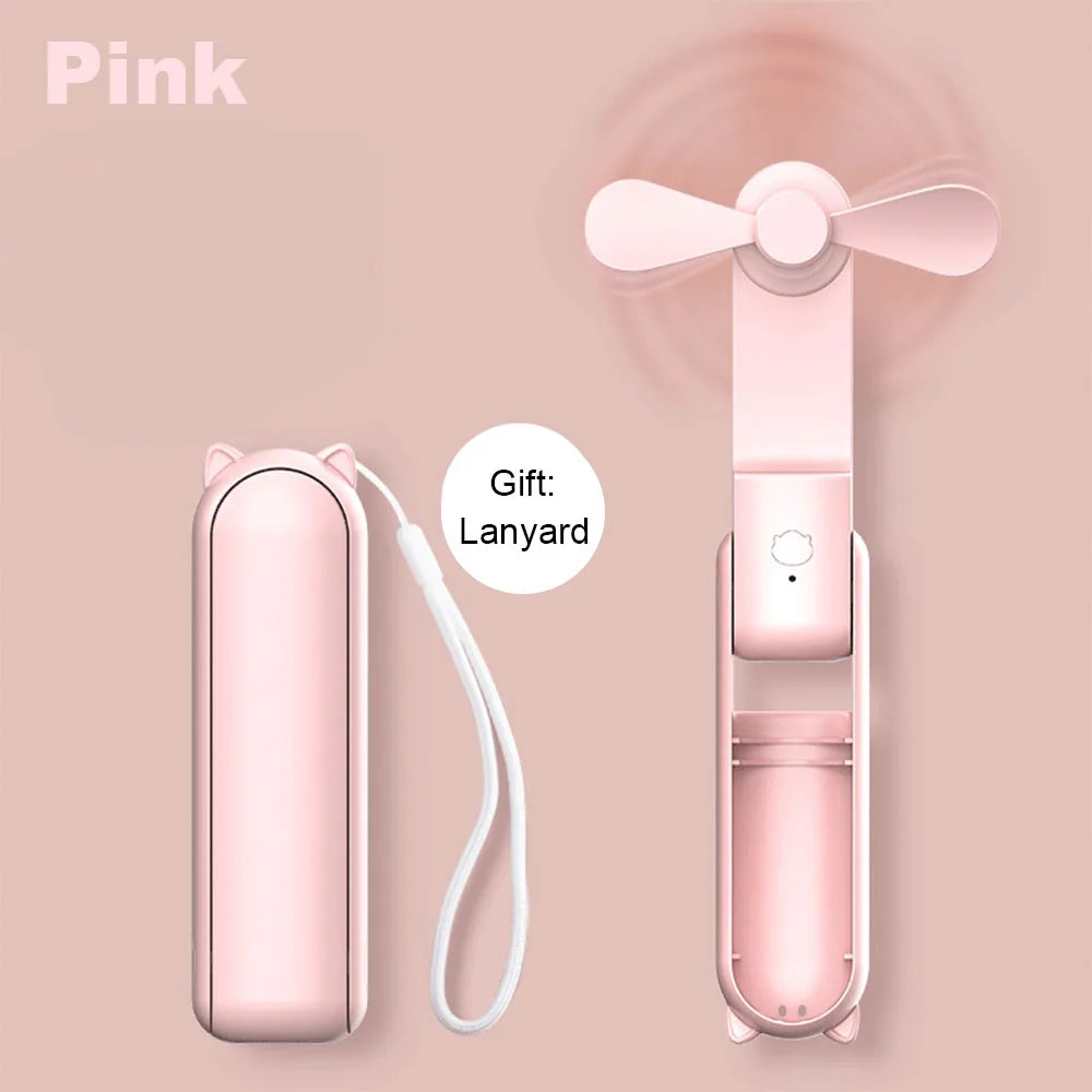 Portable Folding Mini Handheld Fan with Power Bank