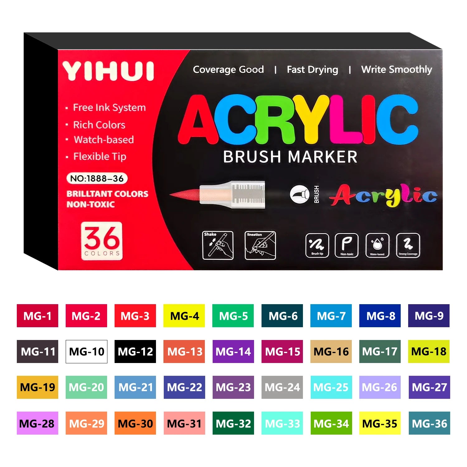 Acrylic Paint Pens – Brush Tip, 12-60 Colors, DIY Crafts