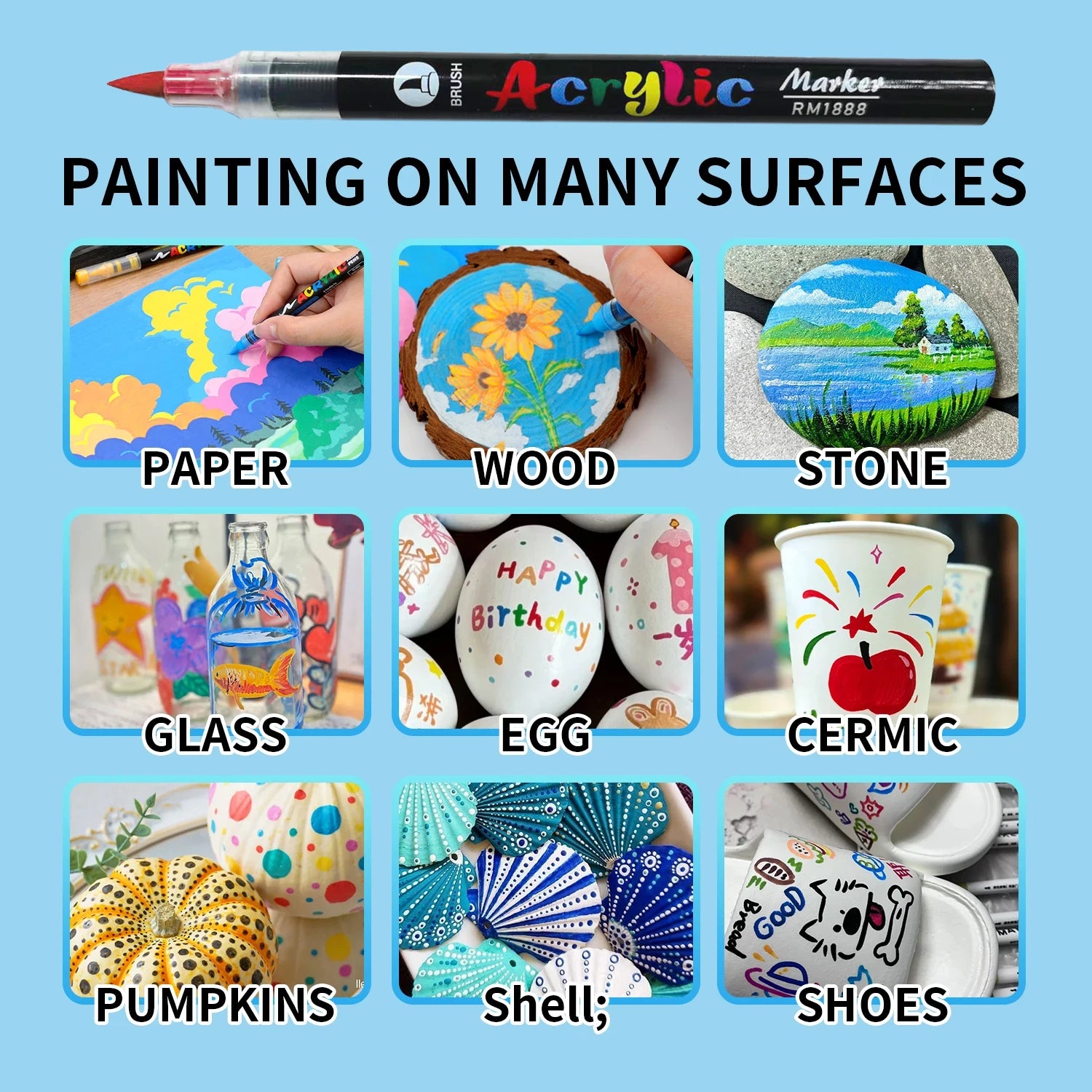 Acrylic Paint Pens – Brush Tip, 12-60 Colors, DIY Crafts
