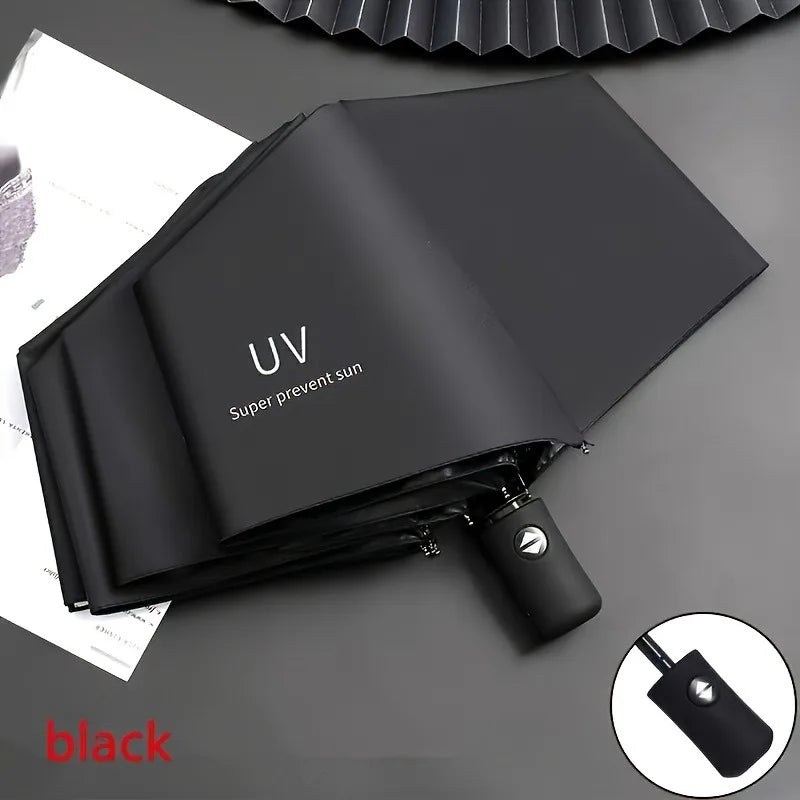 8-Rib Automatic High Quality Umbrella - One-Touch Open/Close, Compact Foldable Design for Men & Women, Navy & Black, Business &