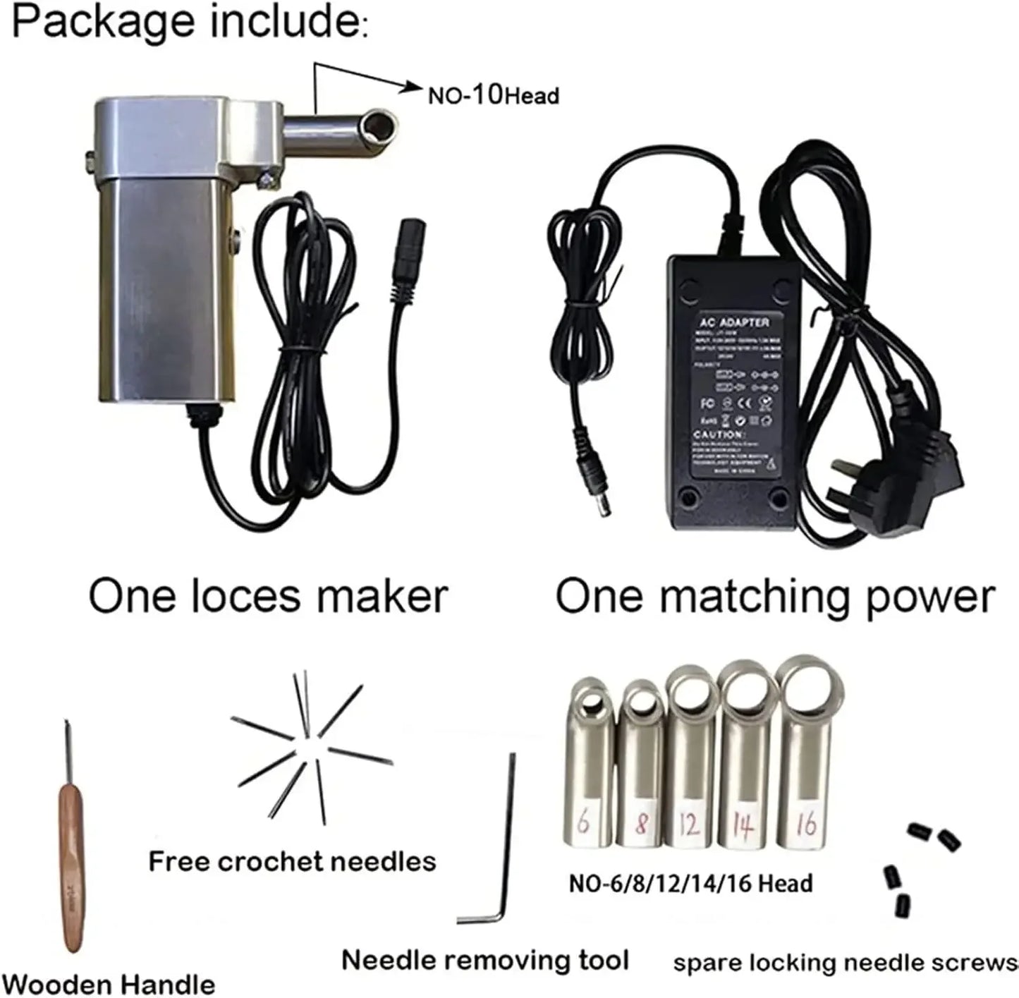 Dreadlocks Machine with 6 Replacement Head,Dreadlock Maker Machine,Electric Dreadlock Maker for Loc,Can Be Directly Work on Head