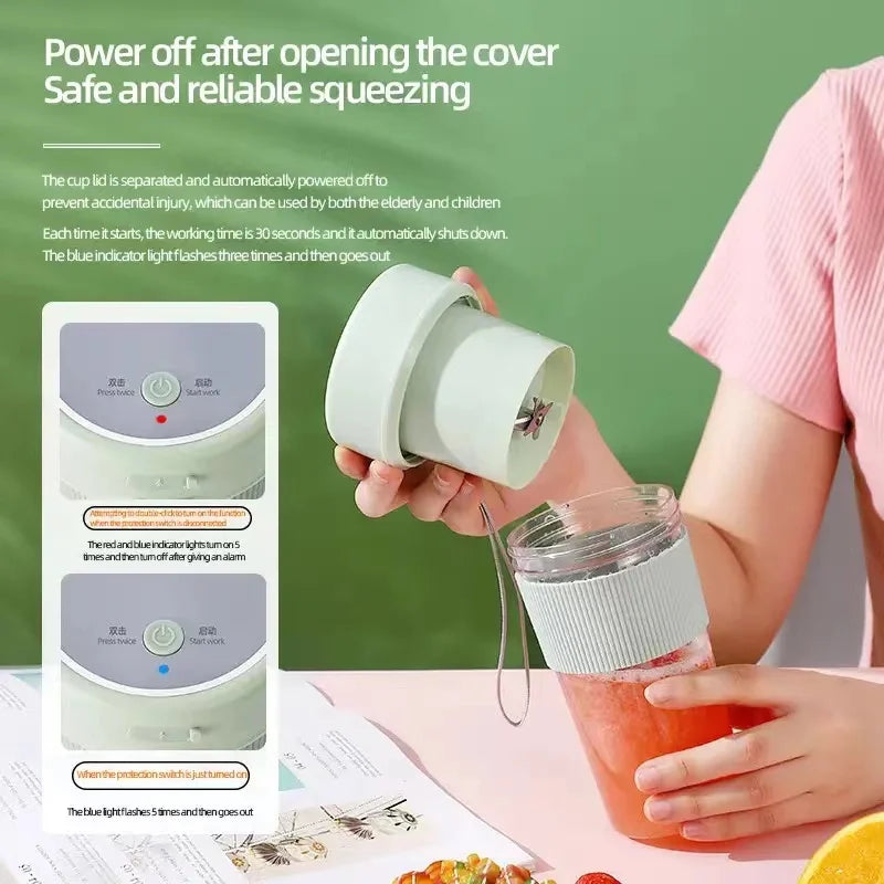 Portable Juicer Usb Rechargeable Wireless Mini Smoothie Blender Mixer Fruit Juice Maker Electric Juicer Machine Glass Cup