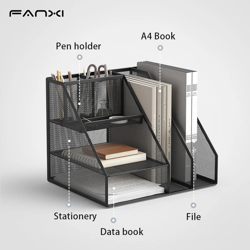 3-Tier Mesh Desk File Organizer