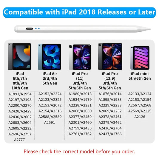 #For Apple Pencil 2 1 Palm Rejection Power Display iPad Accessories iPad 2022 2021 2020 2019 2018 Pro 11 12.9 Air Mini Stylus Pe