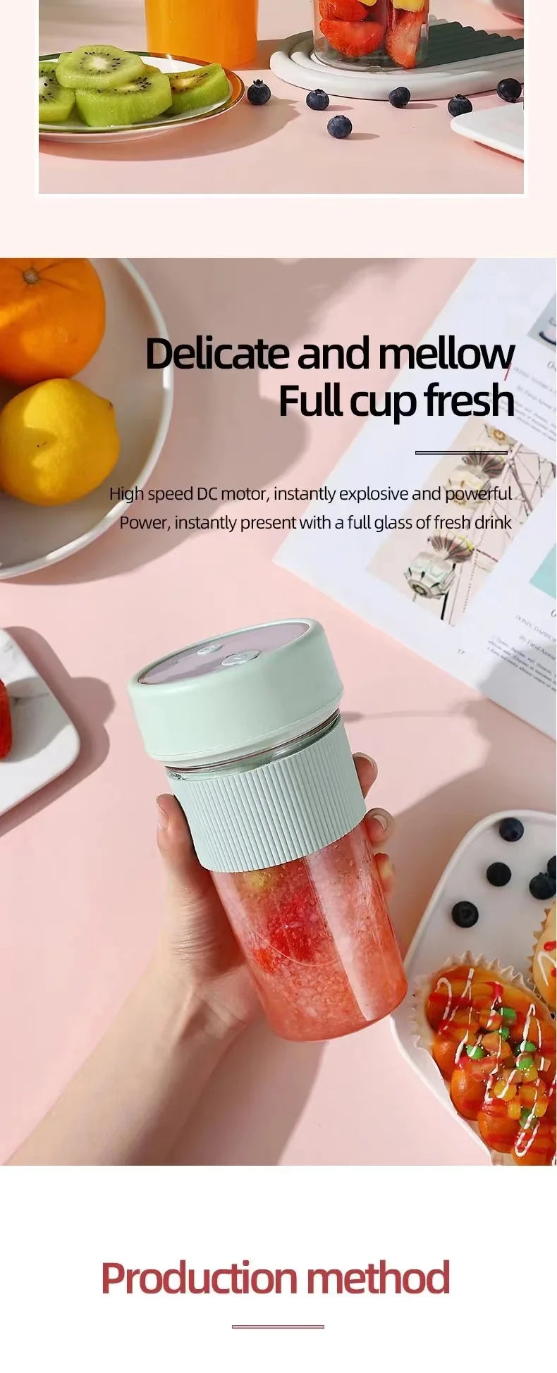 Portable Juicer Usb Rechargeable Wireless Mini Smoothie Blender Mixer Fruit Juice Maker Electric Juicer Machine Glass Cup