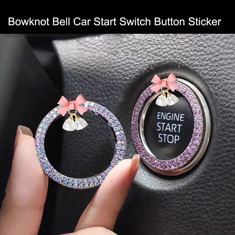 Rhinestone Bow Car Start Button Cover