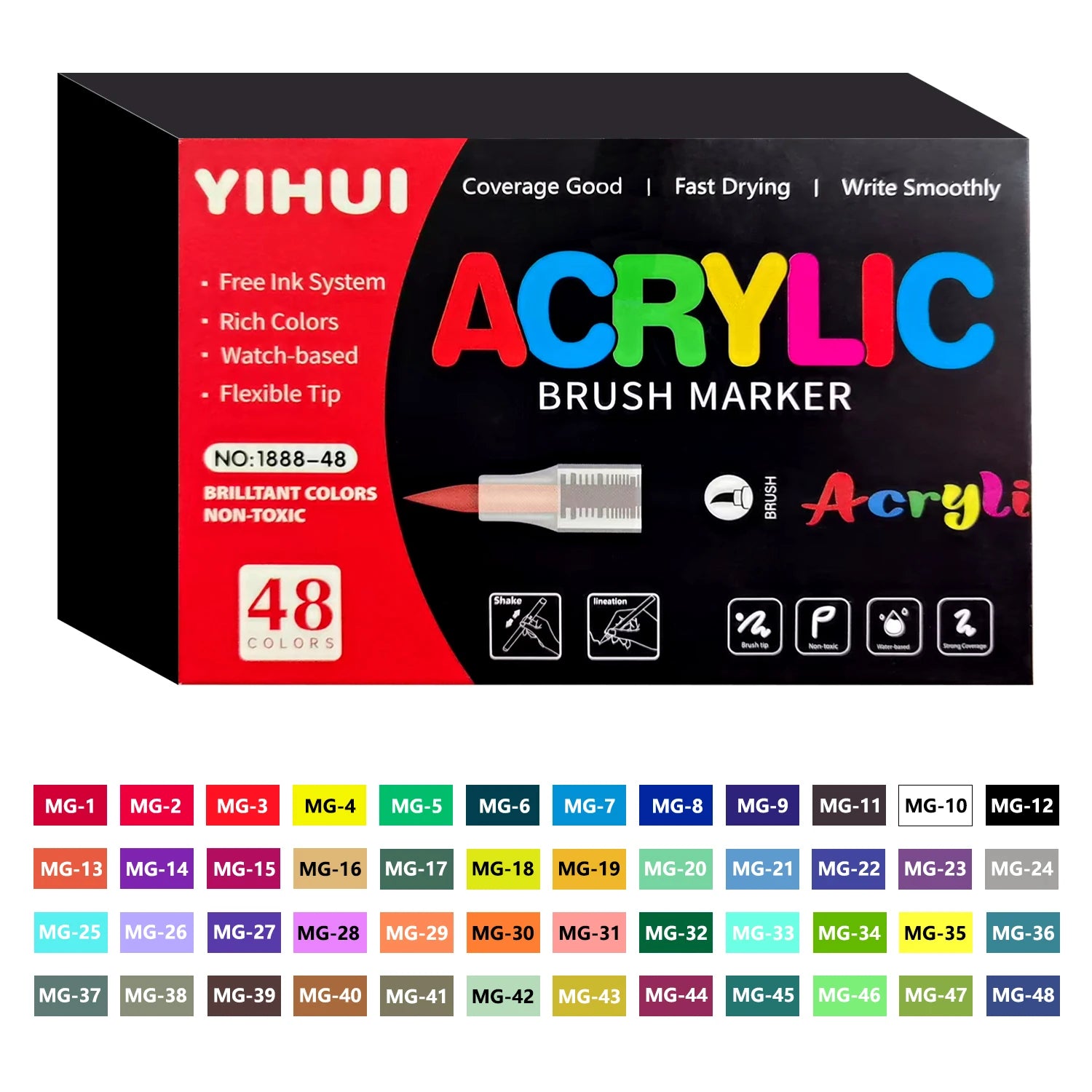 Acrylic Paint Pens – Brush Tip, 12-60 Colors, DIY Crafts