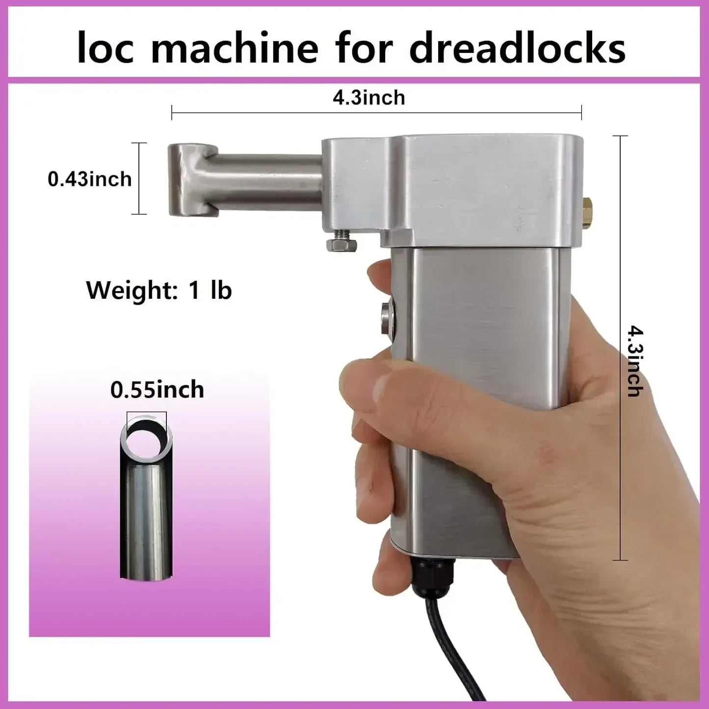 Dreadlocks Machine with 6 Replacement Head,Dreadlock Maker Machine,Electric Dreadlock Maker for Loc,Can Be Directly Work on Head