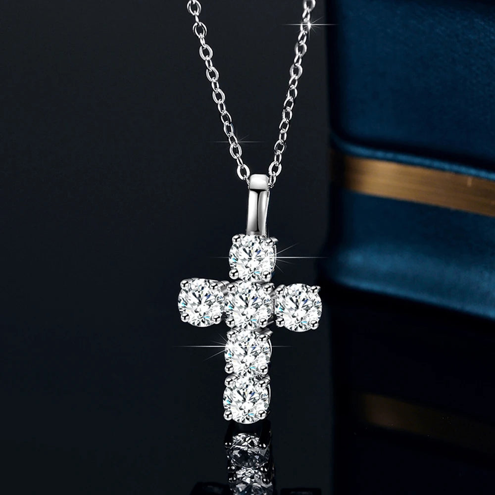 Serenity 3ct D Moissanite Cross Necklace Women Men Gift S925 Sterling Silver Jesus Pendant Necklace Chain Wedding Bridal Jewelry