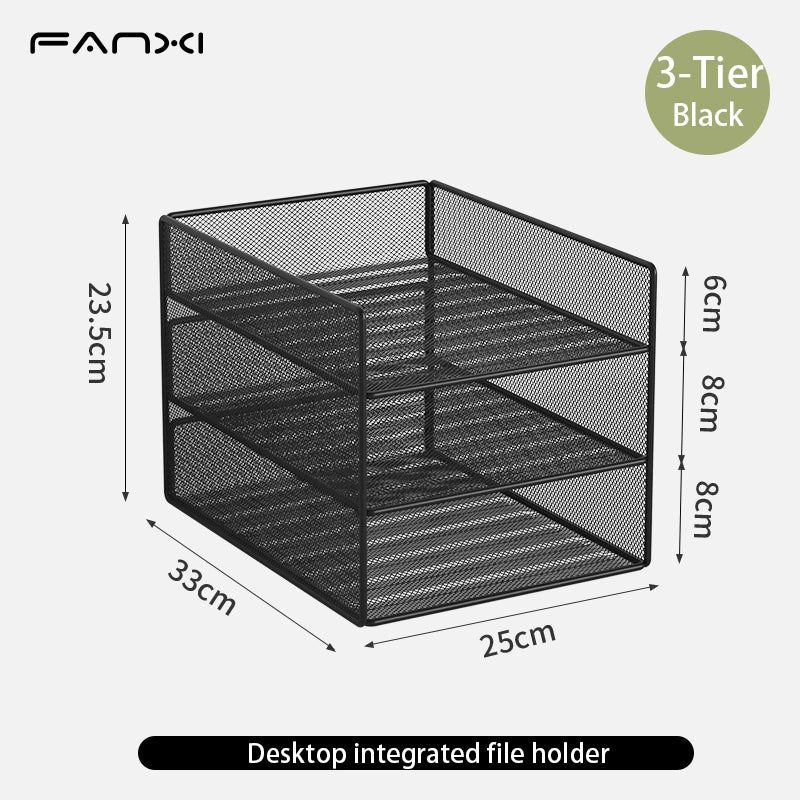 3-Tier Mesh Desk File Organizer